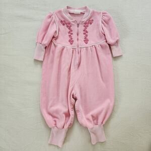 Vintage Floral Embroidered Pink Bodysuit 12 months